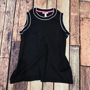 Isaac Mizrahi Black Tank Top with White Trim
